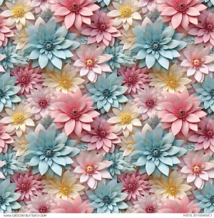 Pastel 3D Flowers 5 Pattern Vinyl Sheet/Wrap