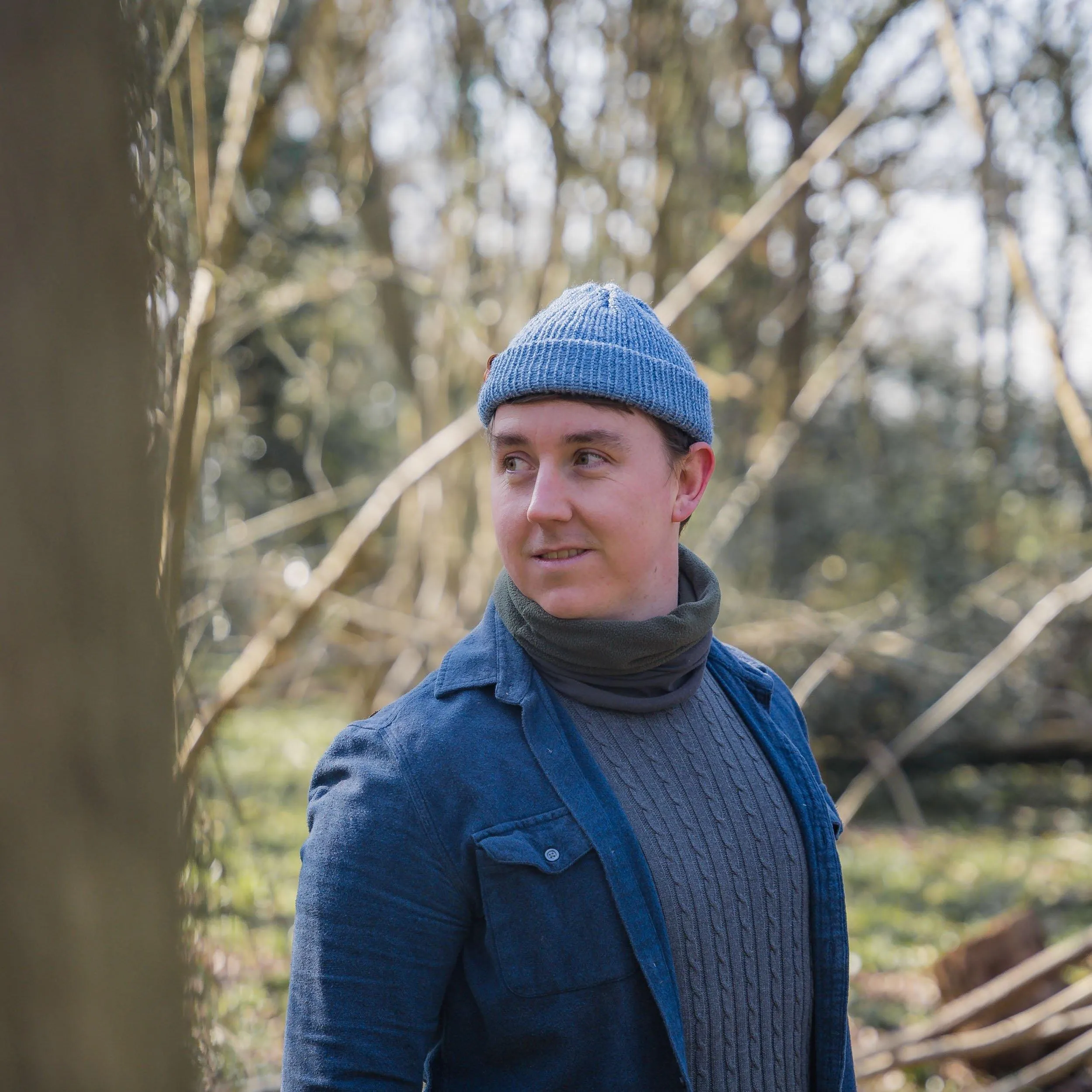 Pastel Blue Wooly Beanie Hat