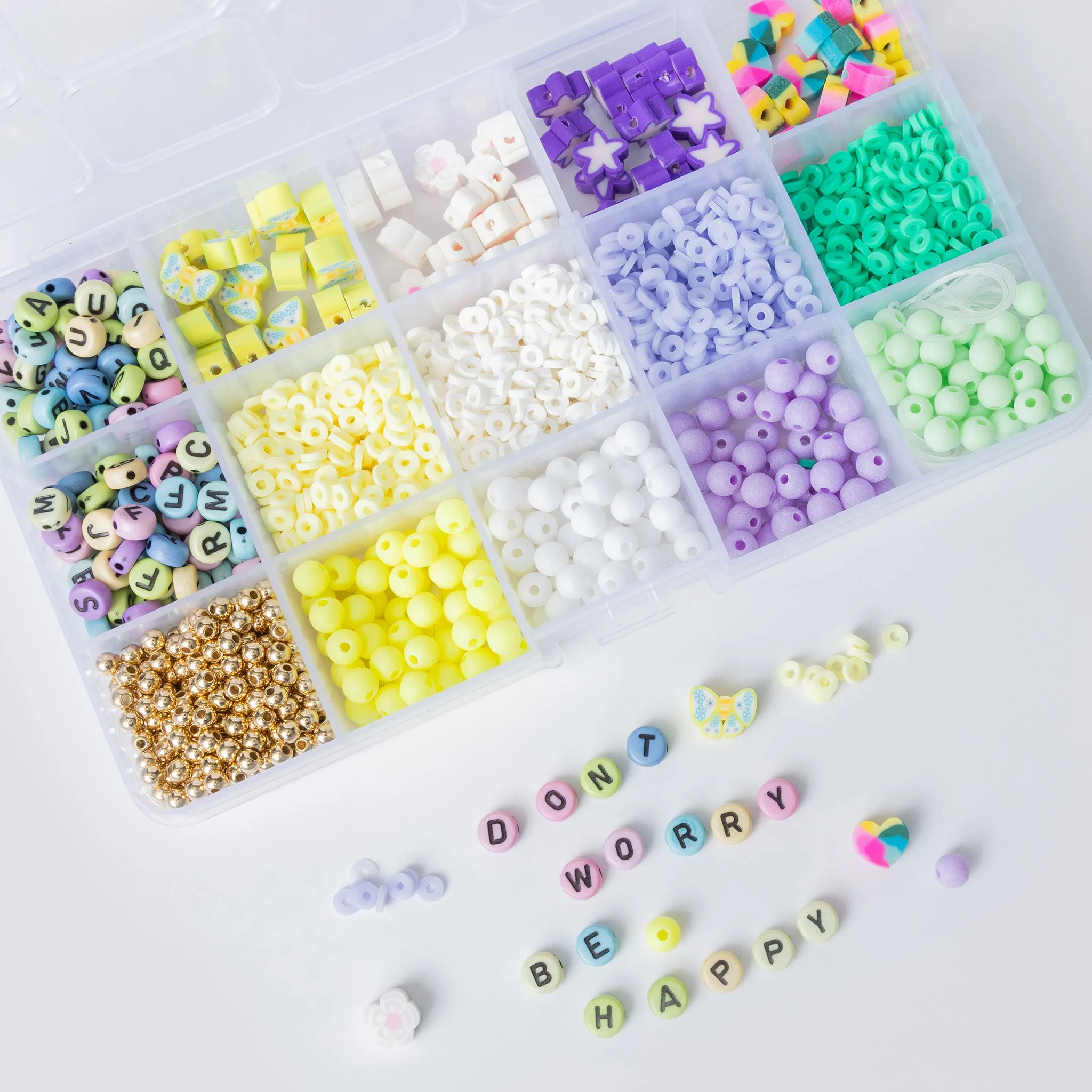 Pastel Brights Polymer Heishi and Letter Bead Box