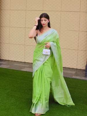 Pastel Green Saree in Pure Cotton