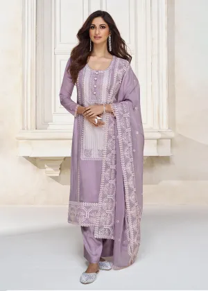 Pastel Lavender Organza Silk Designer Salwar Suit