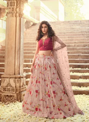 Pastel Pink Sequence Embroidered Lehenga Choli