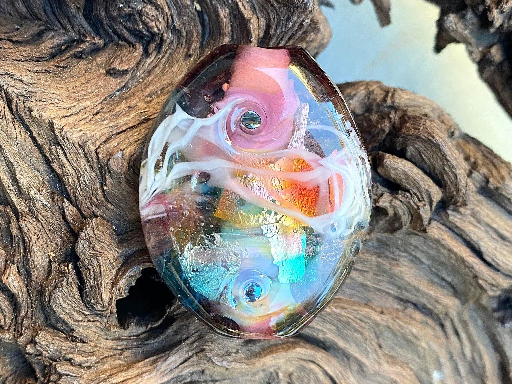 Pastel Shimmer Lampwork Focal Bead SRA