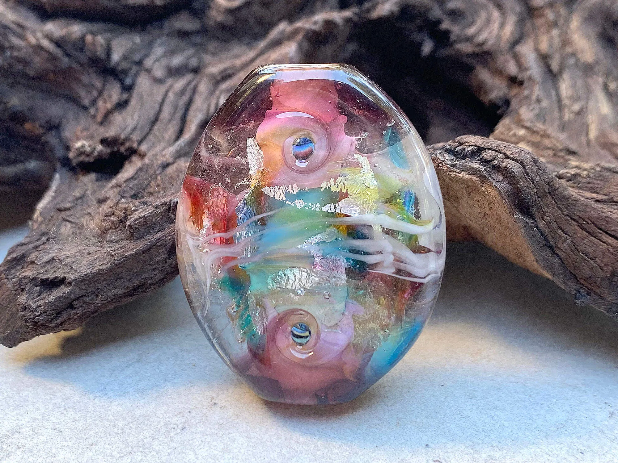 Pastel Shimmer Lampwork Focal Bead SRA