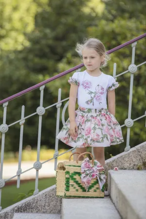 Patachou Girls White and Pink Roses Shirt