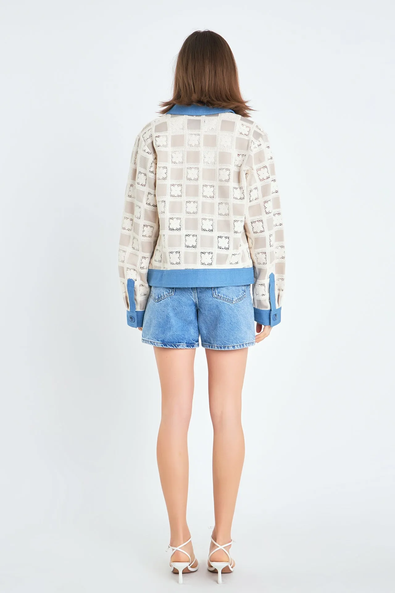 Patchwork Crochet Denim Combo Jacket