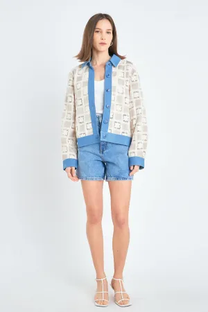 Patchwork Crochet Denim Combo Jacket