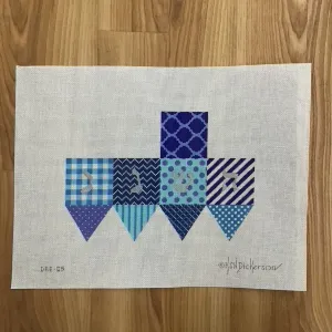 Patchwork of Patterns Blues/SilversDreidel Canvas