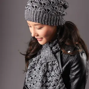 Patons Crochet Silver Screen Hat And Scarf Set