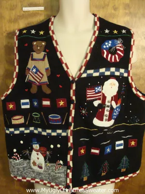 Patriotic Christmas Funny Ugly Sweater Vest for a Christmas Party