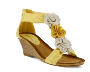 Patrizia HARLEQUIN  Light Yellow Multi Flower Strap Wedge Sandals