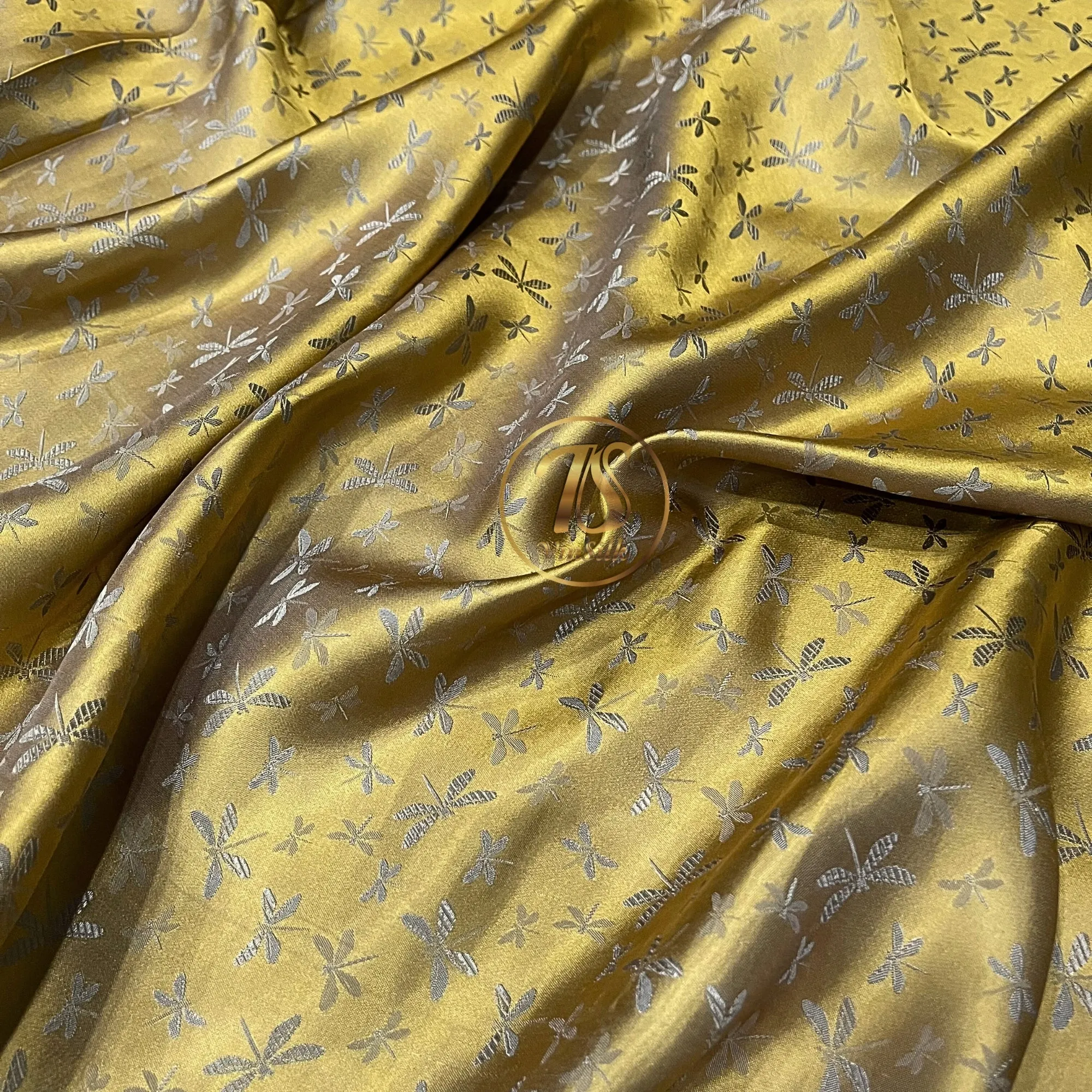 PATTERN MULBERRY SILK fabric by the yard - Yellow pattern silk - Handmade silk – Dress making – Silk for sewing - Gift for women