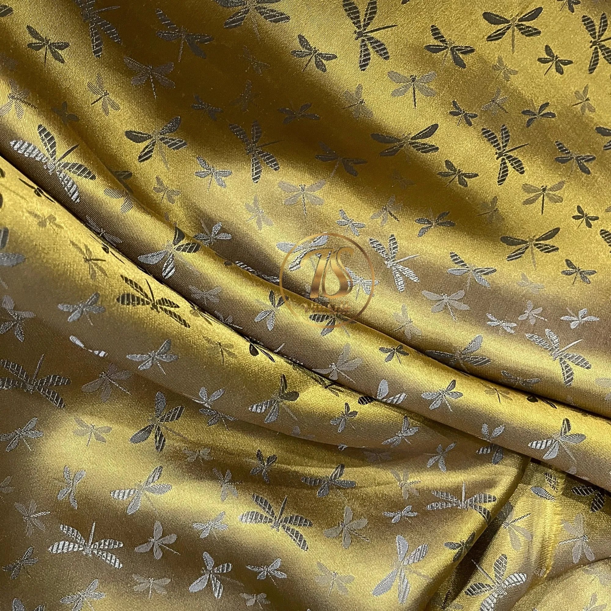 PATTERN MULBERRY SILK fabric by the yard - Yellow pattern silk - Handmade silk – Dress making – Silk for sewing - Gift for women