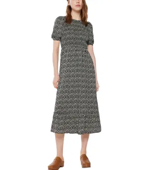 Patterned Midi Dress Black