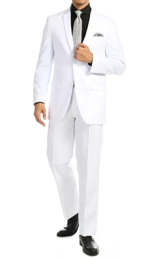 Paul Lorenzo Mens White Slim Fit 2 Piece Suit