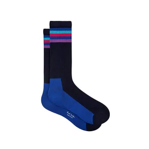 PAUL SMITH Alfonzo Stripe Socks - Blue / Black