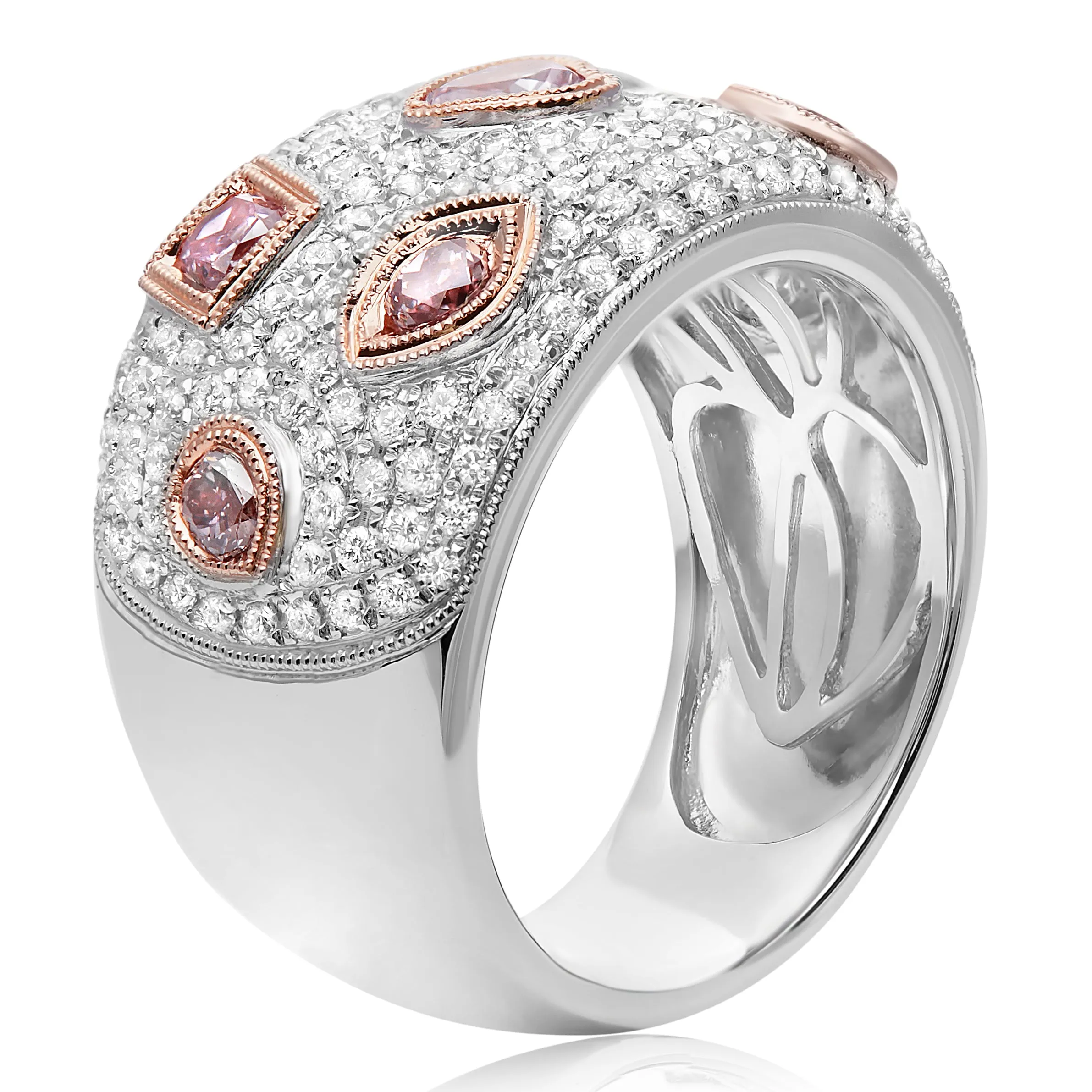 Pave and Bezel Set Pink Diamond Statement Band