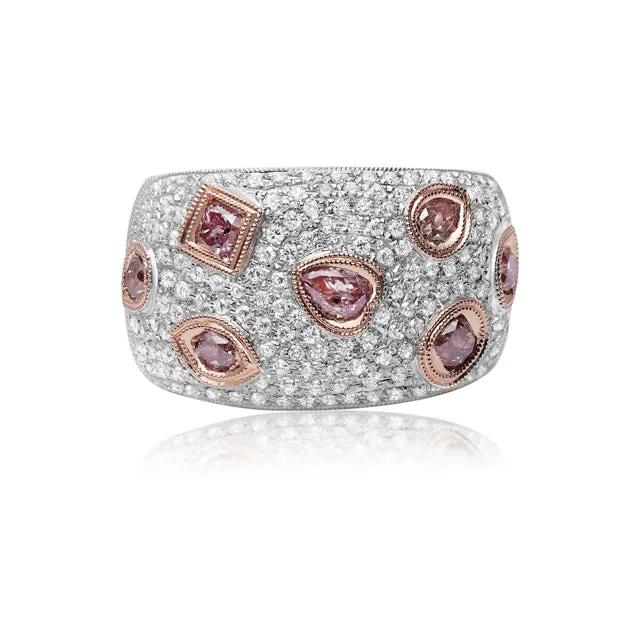 Pave and Bezel Set Pink Diamond Statement Band