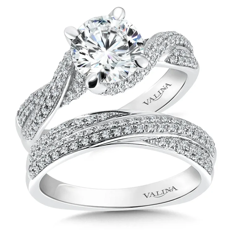 Pave Diamond Spiral Engagement Ring