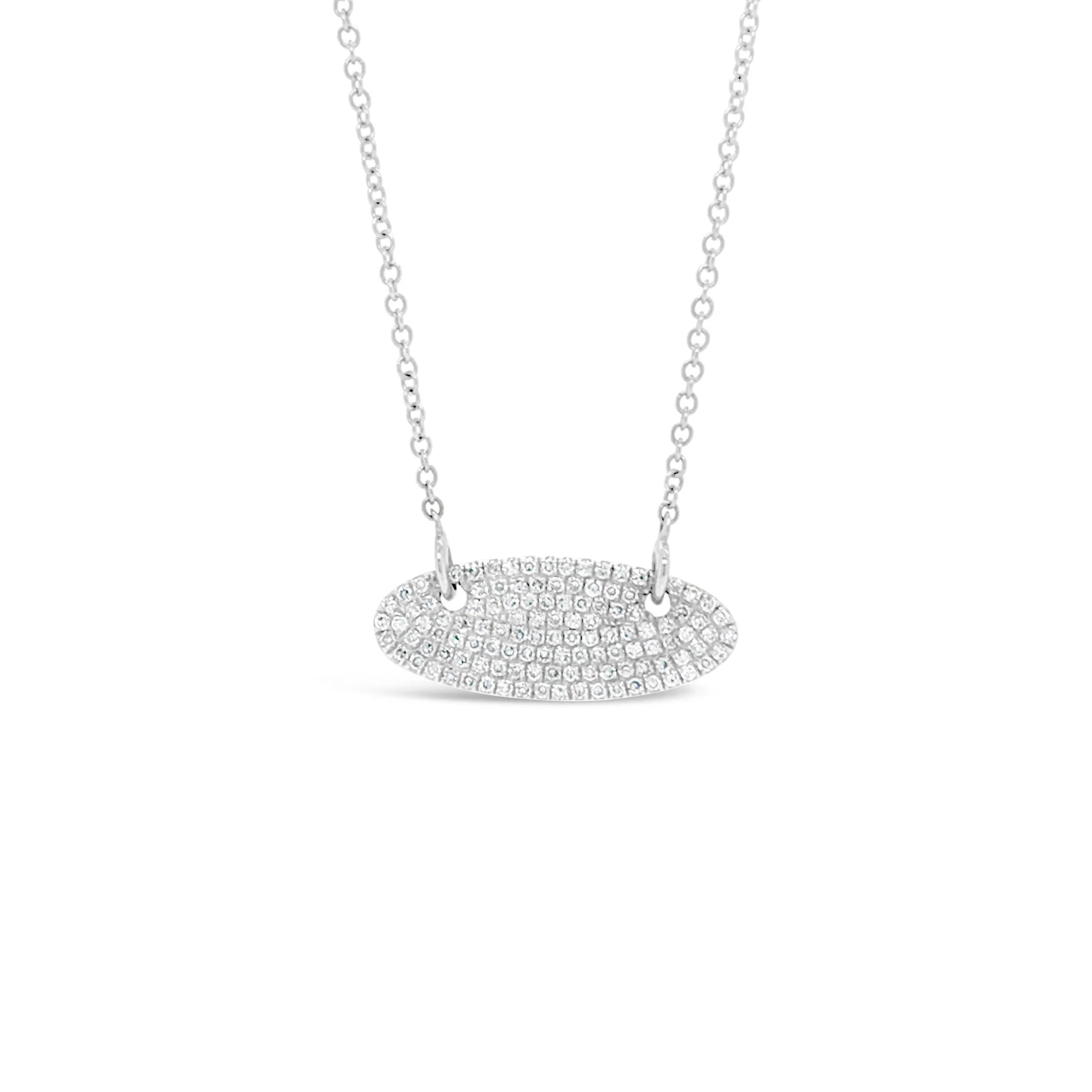 Pave Diamond Vertical Oval Pendant Necklace