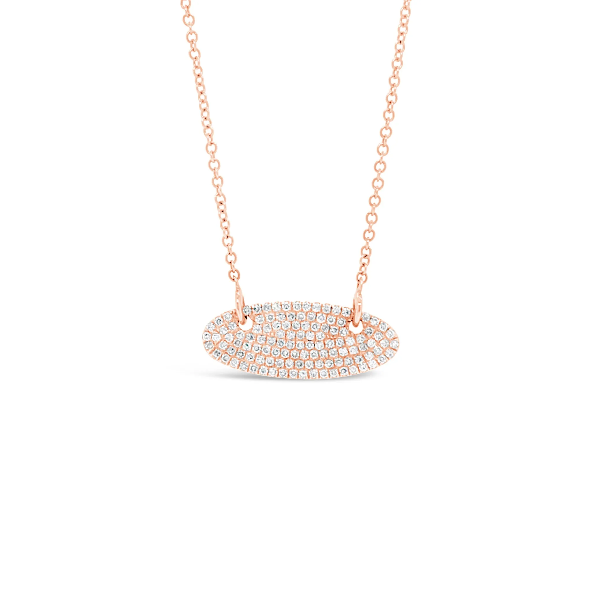 Pave Diamond Vertical Oval Pendant Necklace