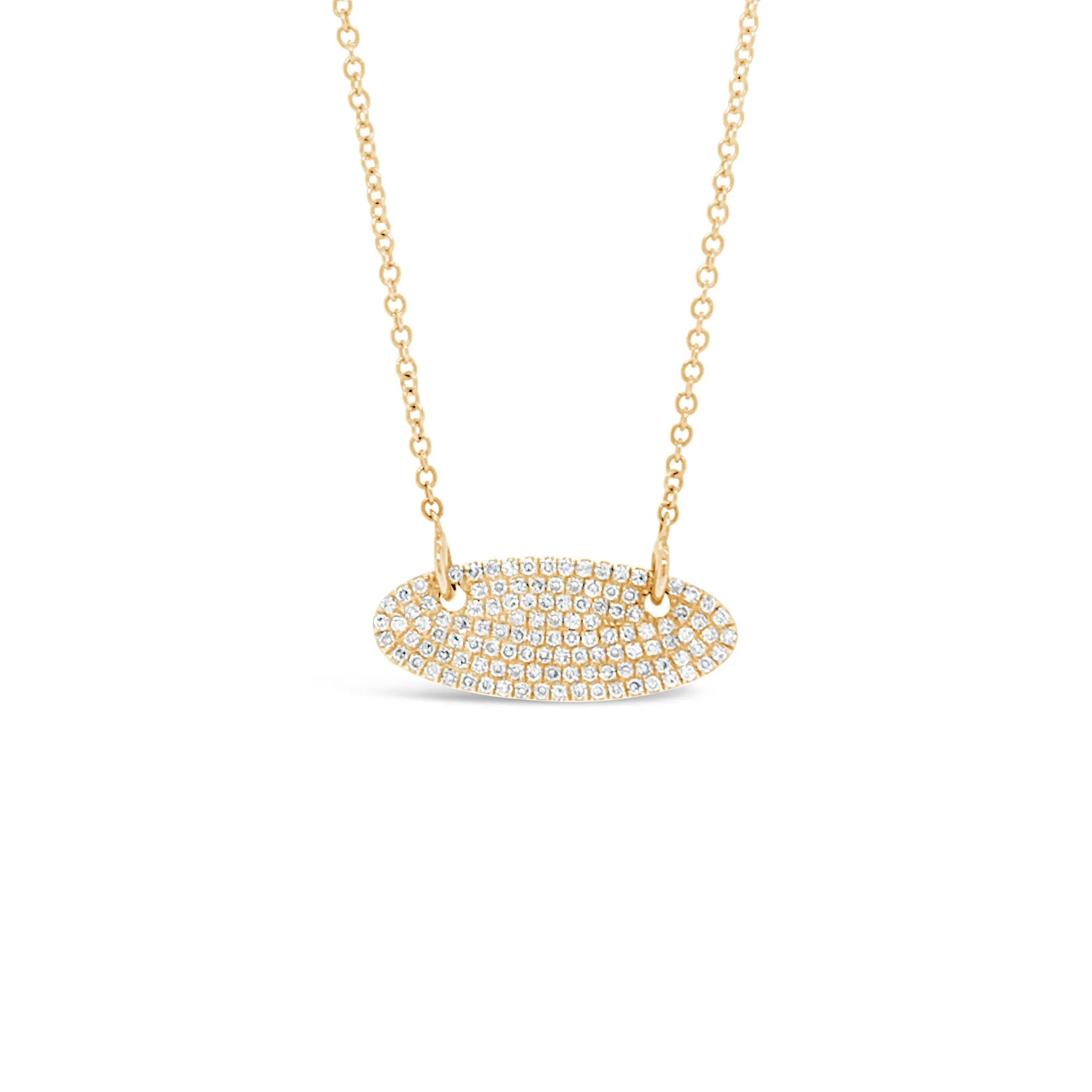 Pave Diamond Vertical Oval Pendant Necklace