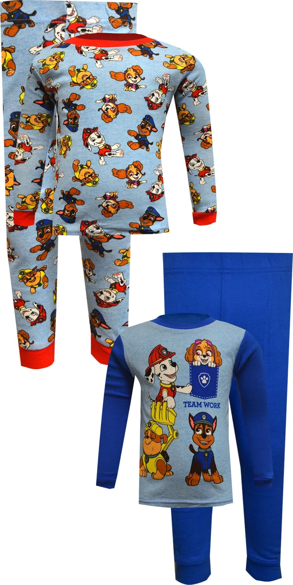 Paw Patrol Teamwork Cotton 4 Piece Toddler Pajamas