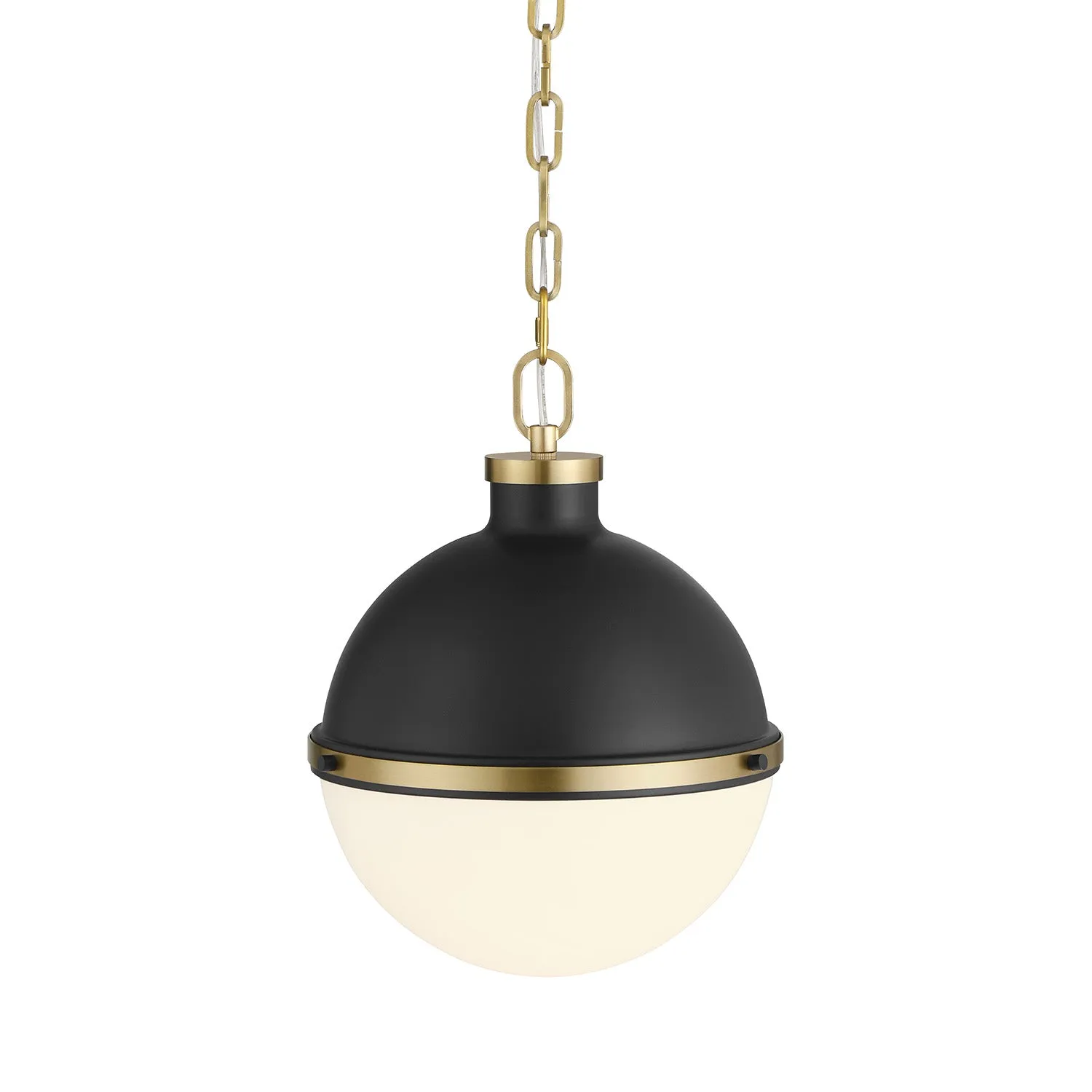 Paxton 12" Pendant, Matte Black and Aged Brass