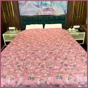 PCS Home Decor 100% Cotton King Size Bed Cover with Pillow Covers | Floral Printed, Soft & Breathable Comforters for Double Bed | 90x108 Inches (Pink)