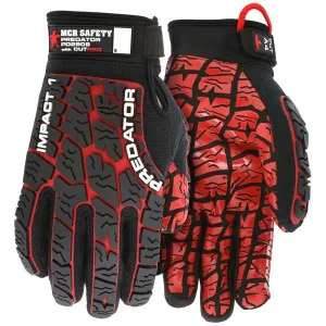 PD2909L CutPro Predator Mechanics Gloves, Large, Synthetic, Red/Black