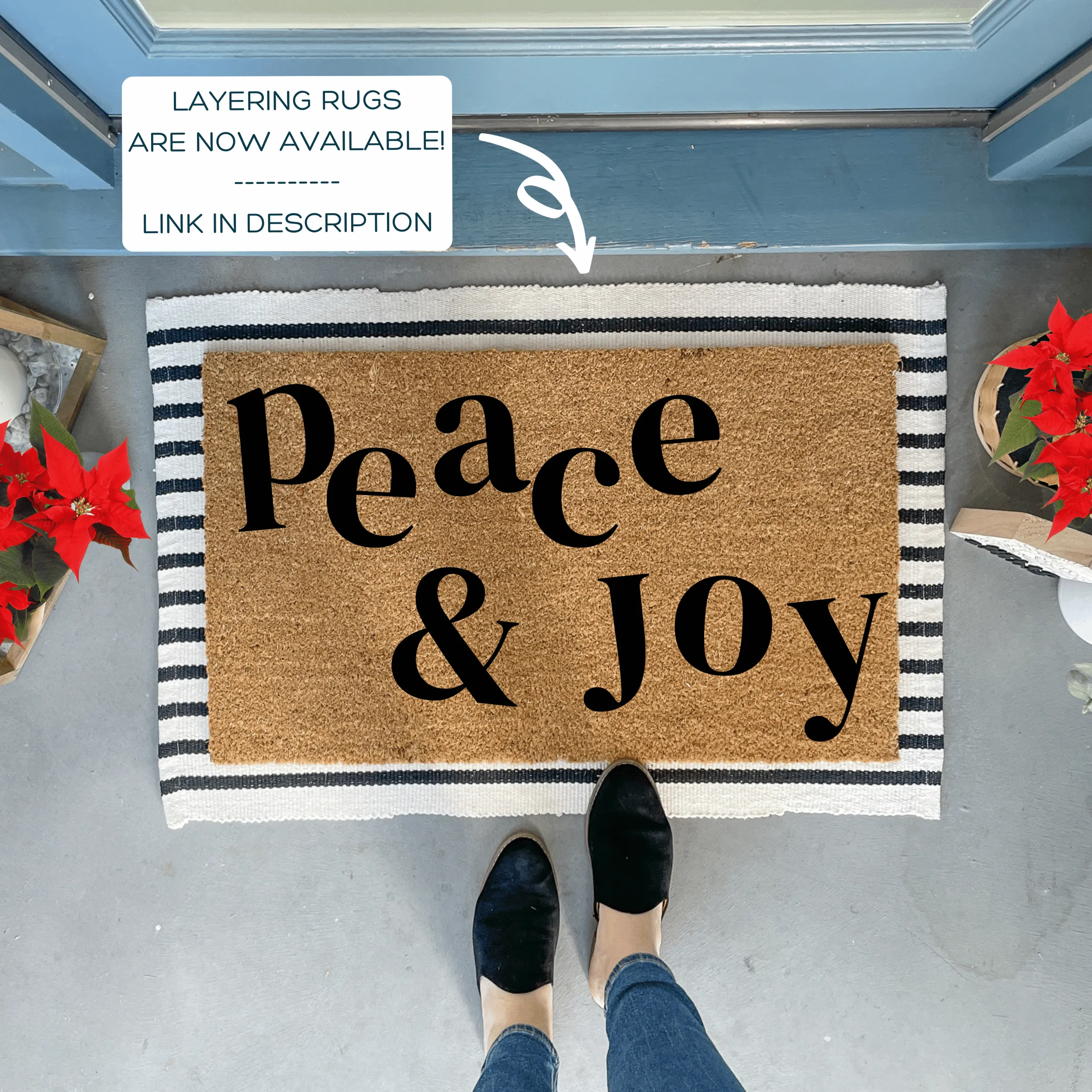 Peace and Joy Christmas Doormat, Natural Coir