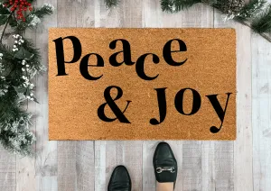 Peace and Joy Christmas Doormat, Natural Coir