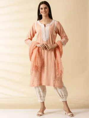 Peach A-Line Kurta Set