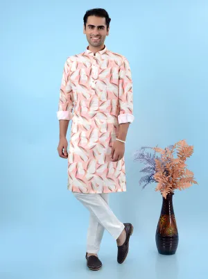 Peach & Beige Kurta Pajama | TULA