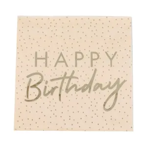 Peach and Gold Happy Birthday Paper Napkins