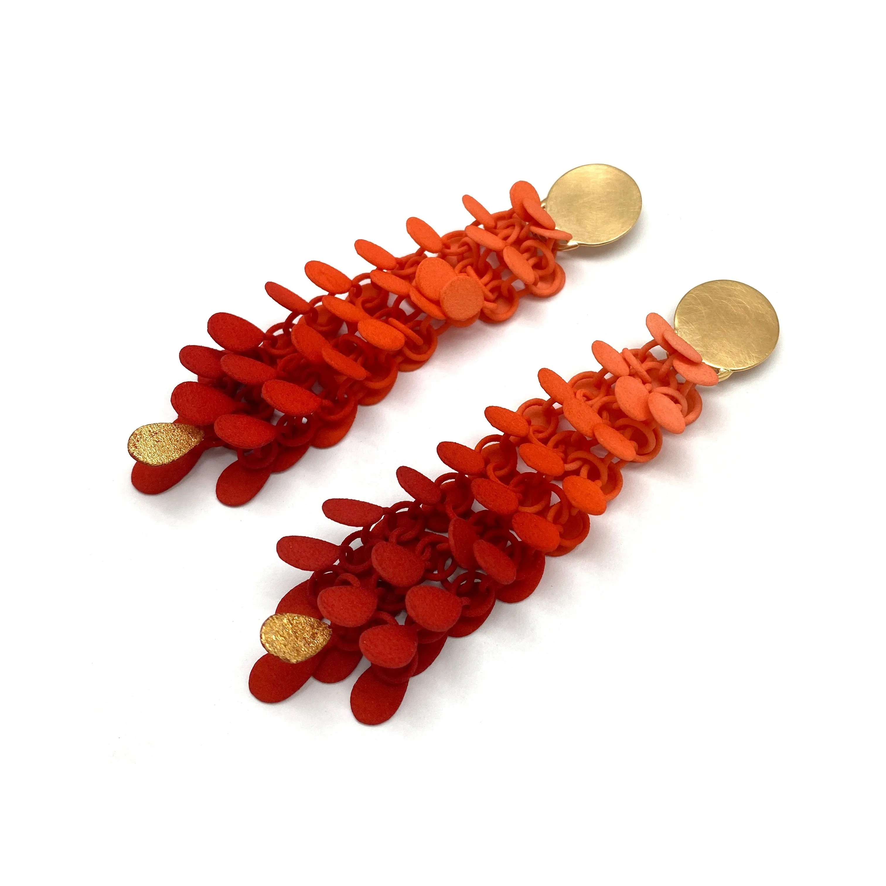 Peach and Red Gradient Gold Vermeil Earrings