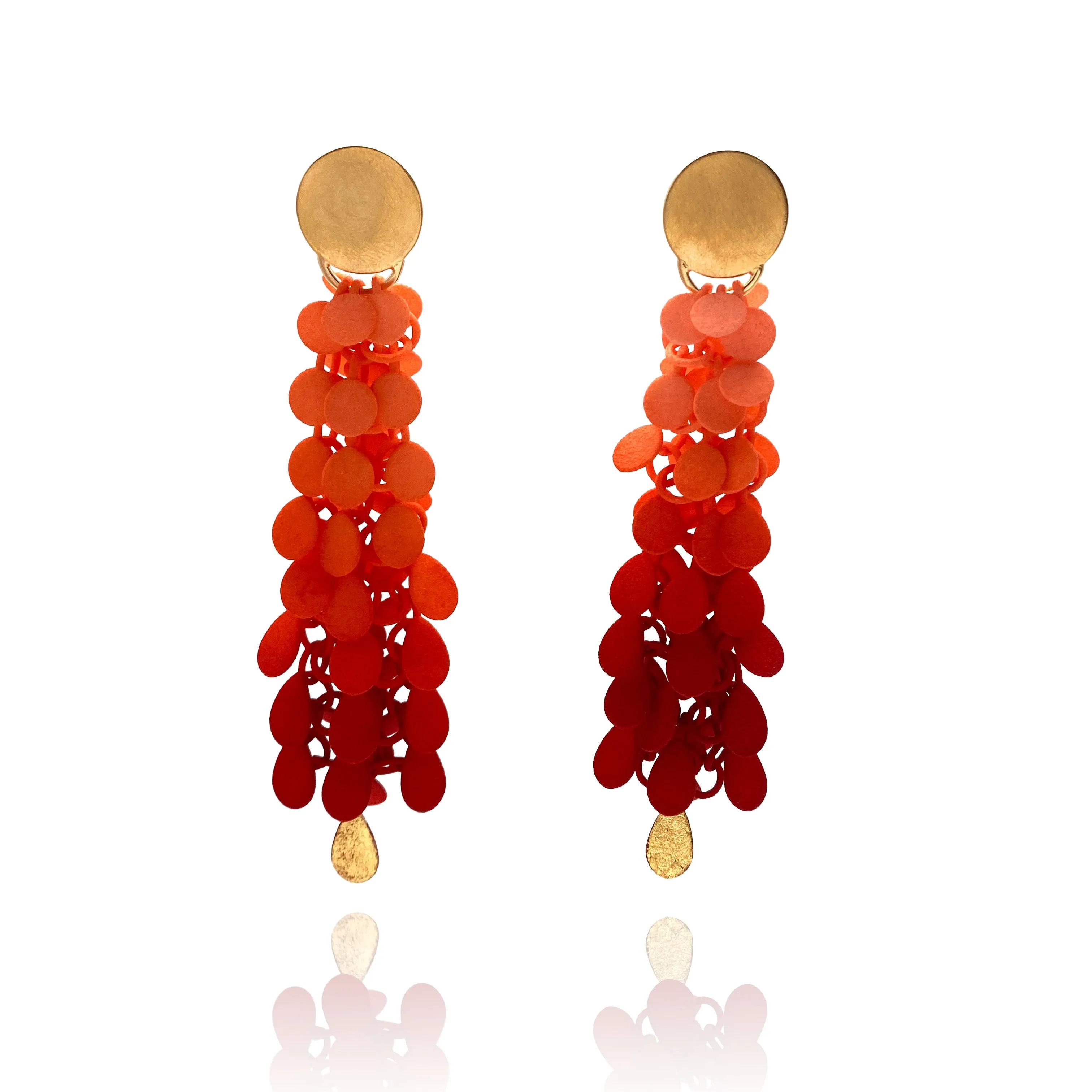 Peach and Red Gradient Gold Vermeil Earrings