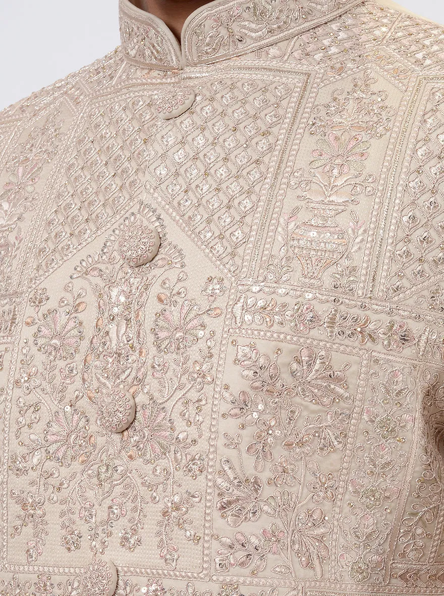 Peach Cream Sherwani | TULA