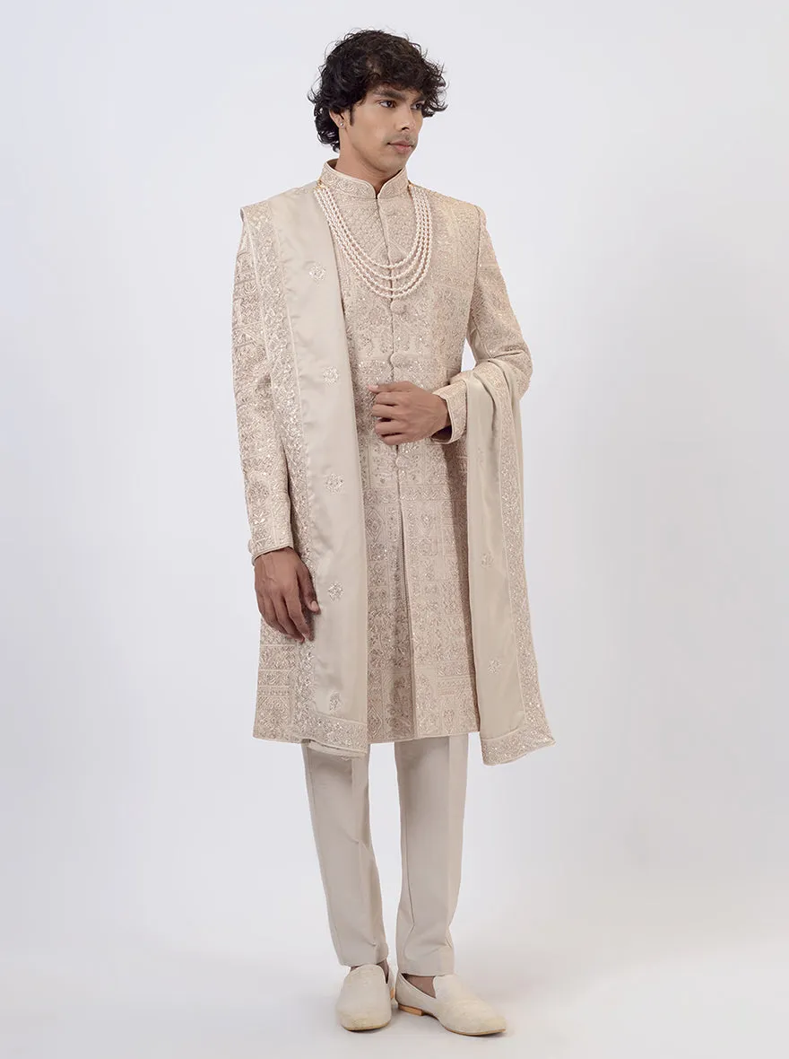 Peach Cream Sherwani | TULA