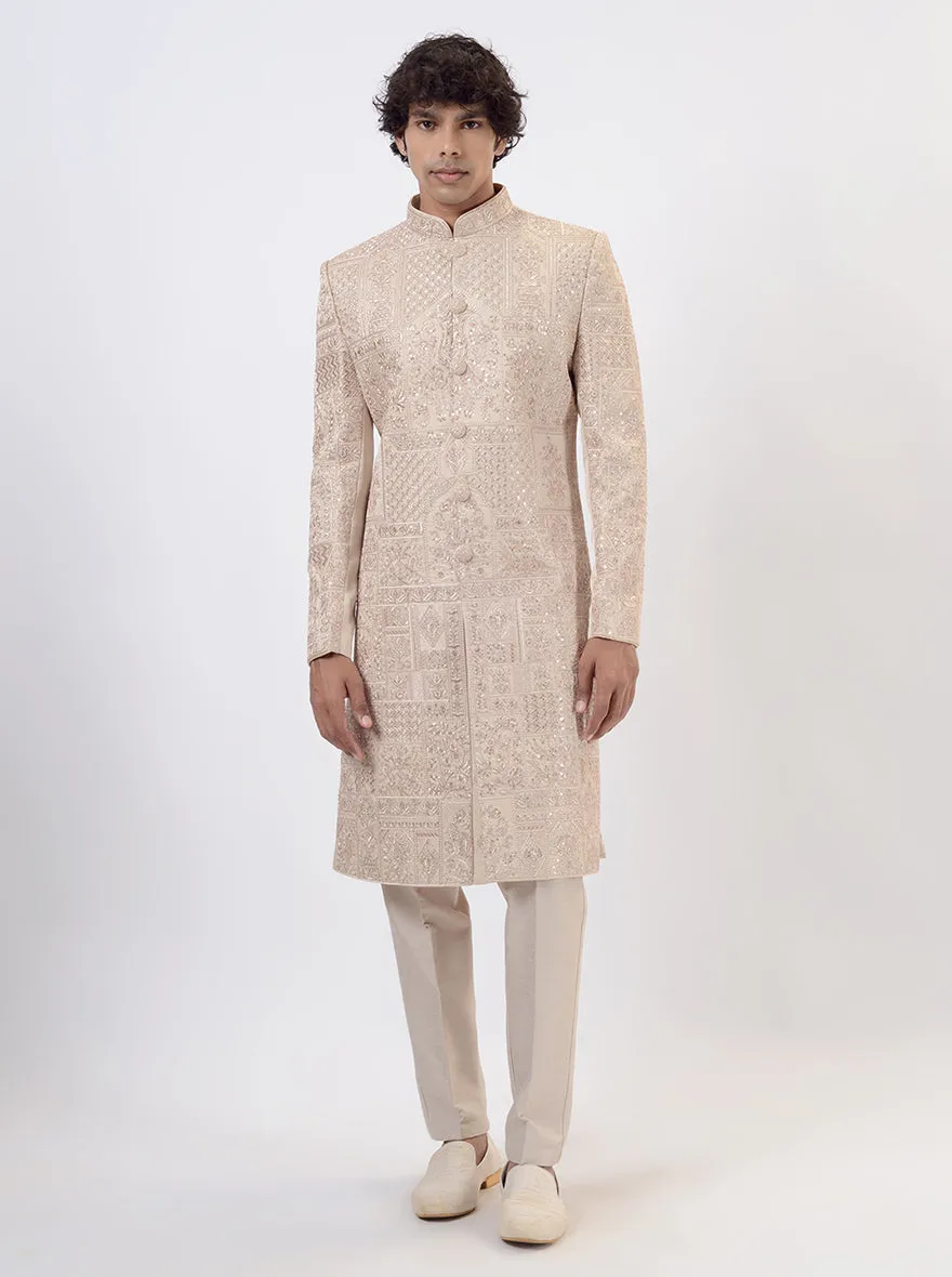 Peach Cream Sherwani | TULA