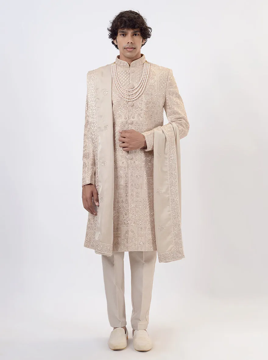 Peach Cream Sherwani | TULA