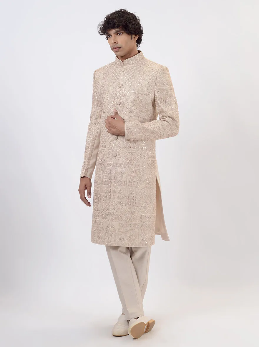 Peach Cream Sherwani | TULA