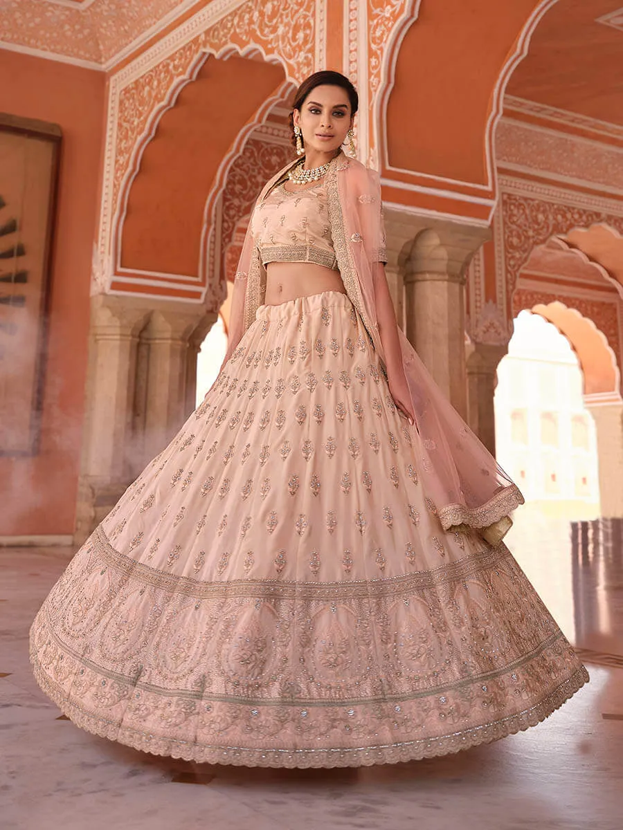 Peach Embroidered Designer Lehenga Choli