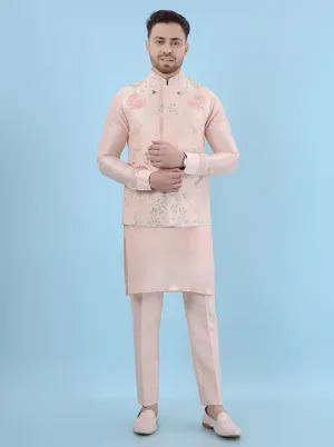 Peach Kurta Set with Koti | TULA