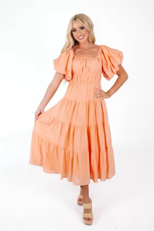 Peachy Keen Midi Dress - Peach