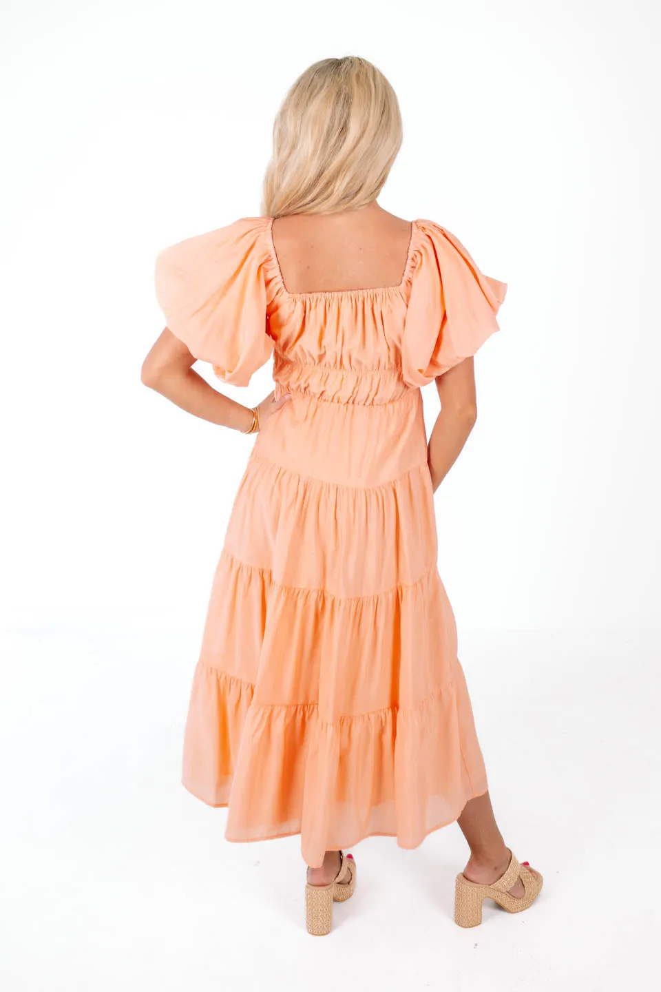 Peachy Keen Midi Dress - Peach