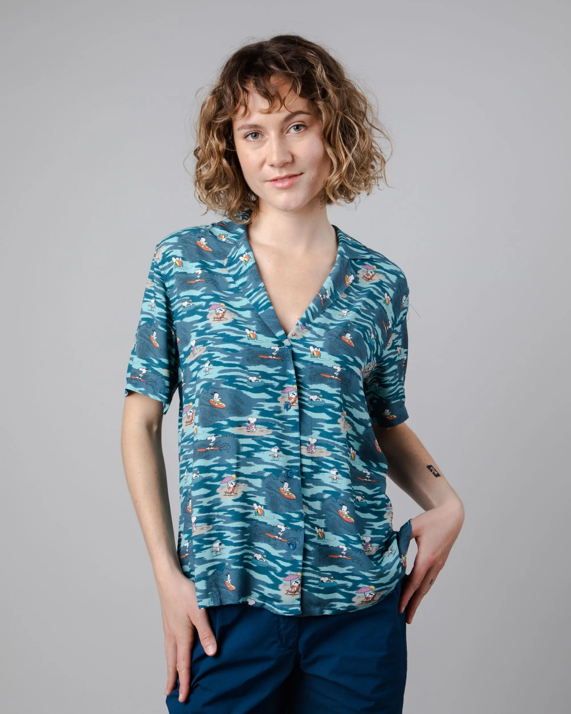 Peanuts Coast Aloha Blouse Blue