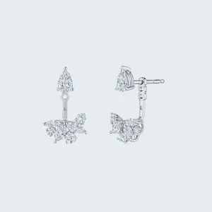 Pear Diamond Stud with Marquis Cluster Front-Back Jacket Earrings