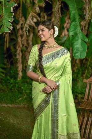 Pear Green Banarasi Silk  Saree