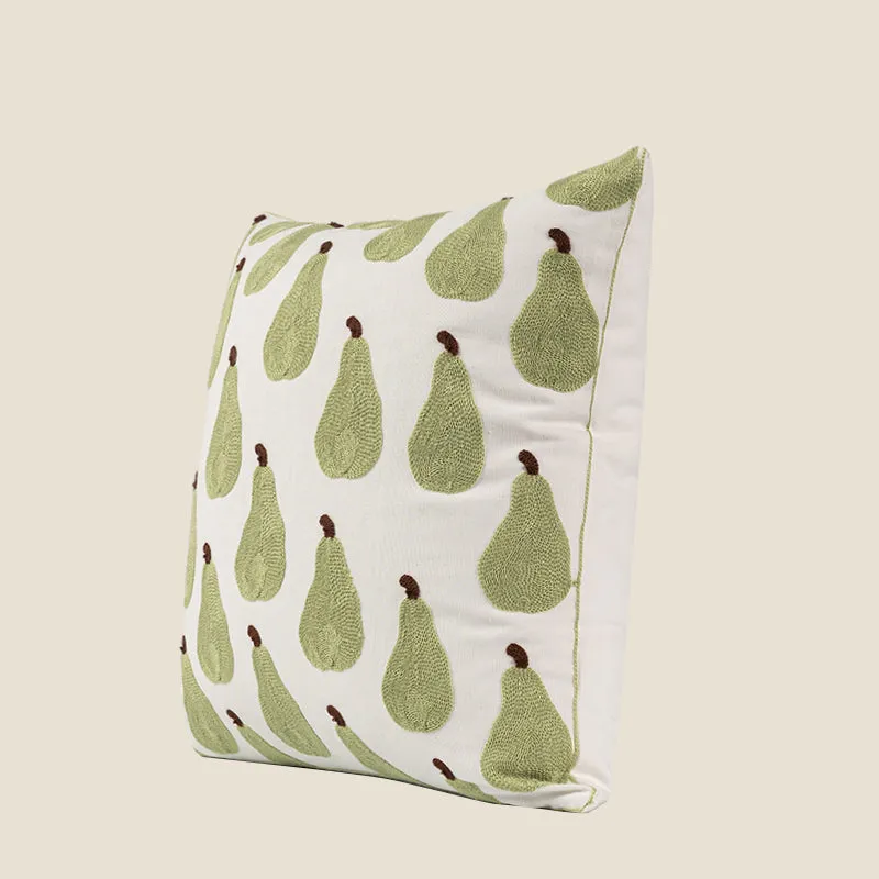 Pear / Green Leaf Patterned Pillow